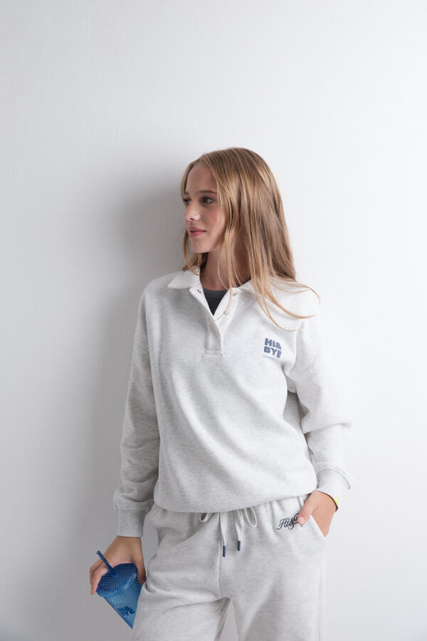 HI&BYE Sudadera polo felpa gris oscuro gris