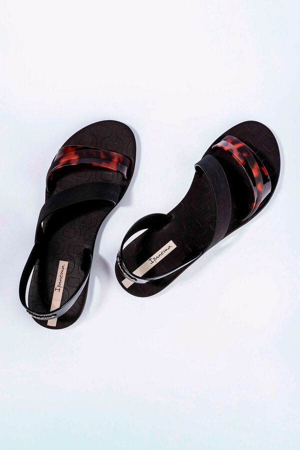 Ipanema Sandalia tiras aim&eacute;tricas animal print negro