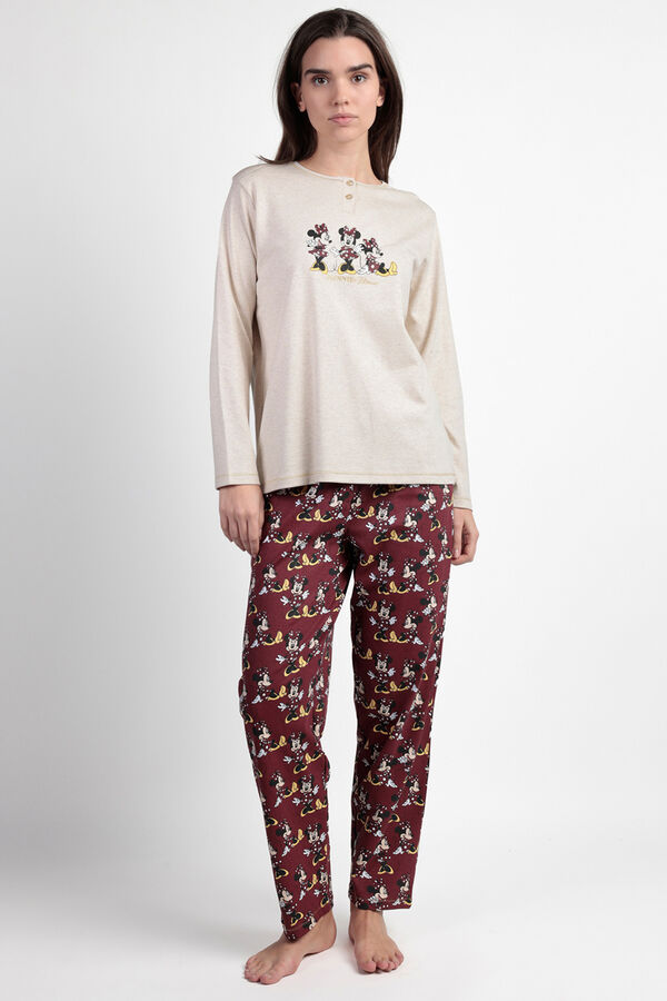 Admas Pijama largo Minnie Mouse para mujer beige