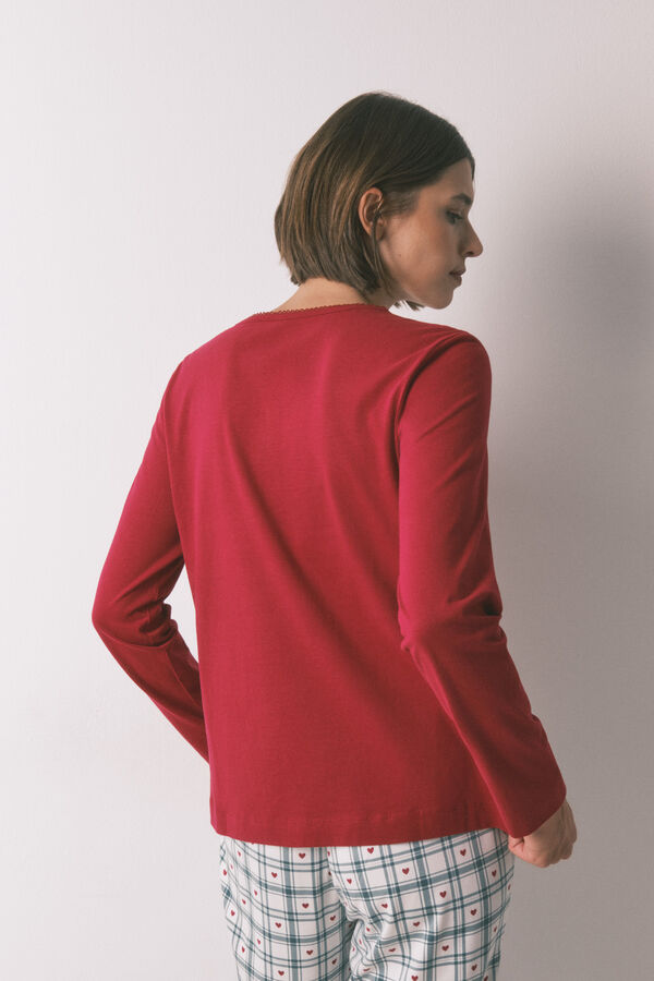 Women'secret Majica dugog rukava od 100% pamuka crvene boje Crvena