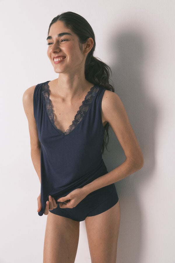 Women'secret Plava pletena vrlo mekana majica Plava