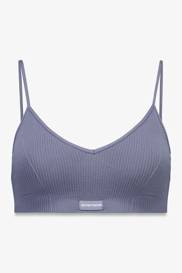 Women'secret PRIRODNI svetloplavi karirani trouglasti top Plava