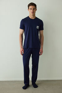 Penti Conjunto de pijama de algodão de manga calções com estampa de slogan Never Men