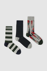 Pepe Jeans Pack de 3 calcetines rayas Navidad estampado