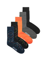 Jack & Jones Pack de 5 meias altas print logo preto