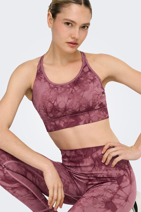 Only Play Soutien desportivo sem costura tie dye rosa