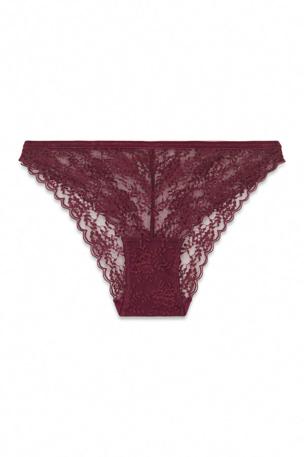 Women'secret Klasična bordo čipka gaće Bordo