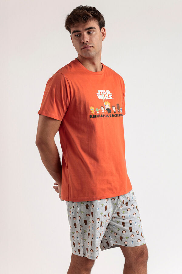 Admas Pijama corto pixel wars Star Wars naranja