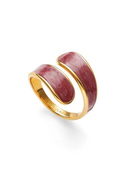 Singularu Anillo Abbraccio Granate Acero Ba&ntilde;o Oro