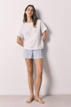 Women'secret Kratka pamučna pidžama Family Collection Plava