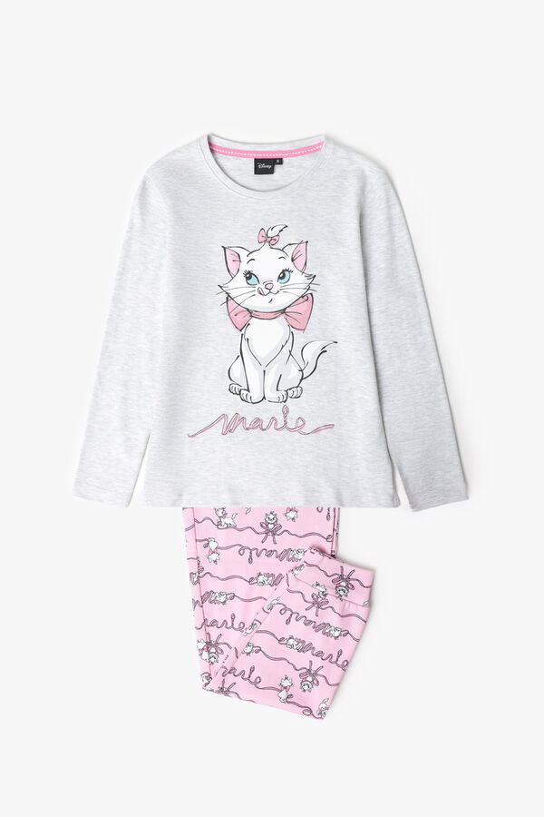 Admas Pijama infantil largo gato Marie Disney gris