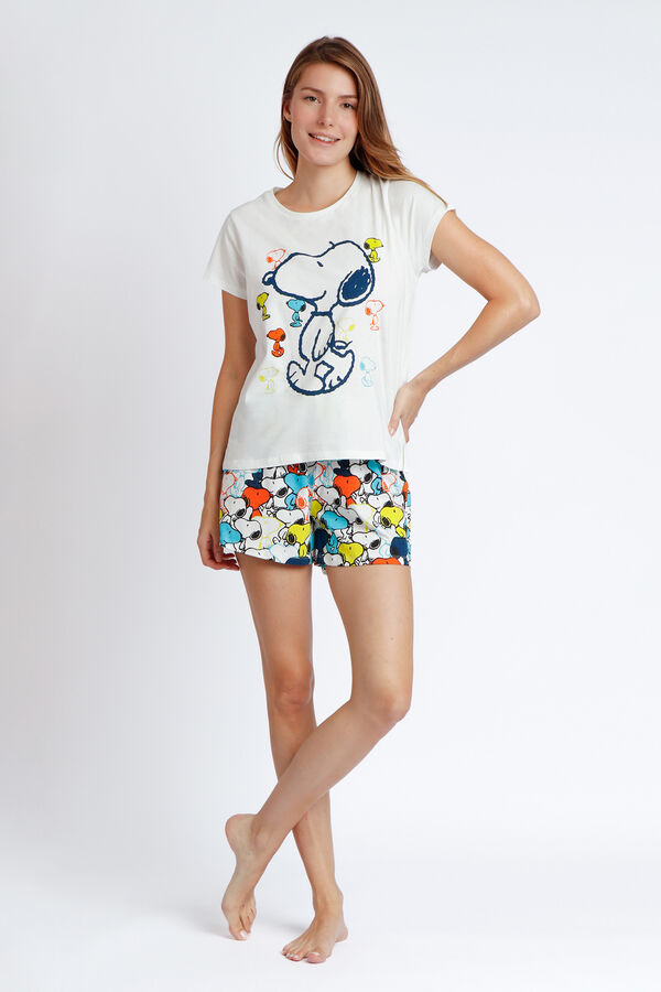 Admas PEANUTS Pijama manga curta Walk Away para mulher branco