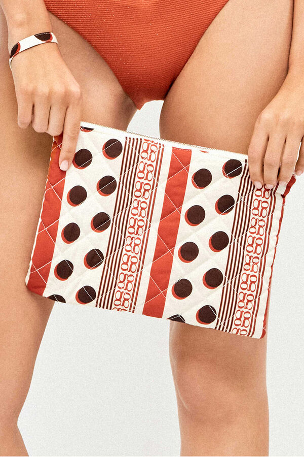 Gisela N&eacute;cessaire de m&atilde;o estampado bolinhas branco