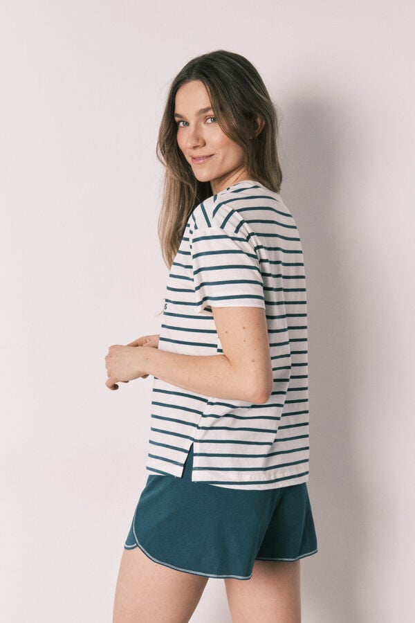 Women'secret Prugasta kratka pidžama Hello Kitty Print