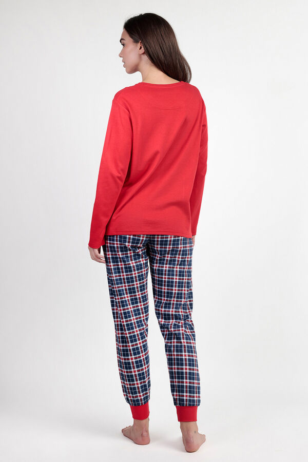 Admas Snoopy plaid long pyjamas, 100% cotton red