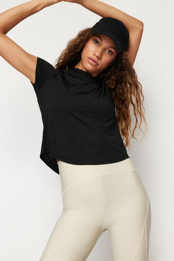 Trendyol Kurzarm-Sport-T-Shirt Schwarz