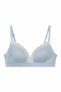 Women'secret Plavi rebrasti pamučni trouglasti grudnjak CHARMING