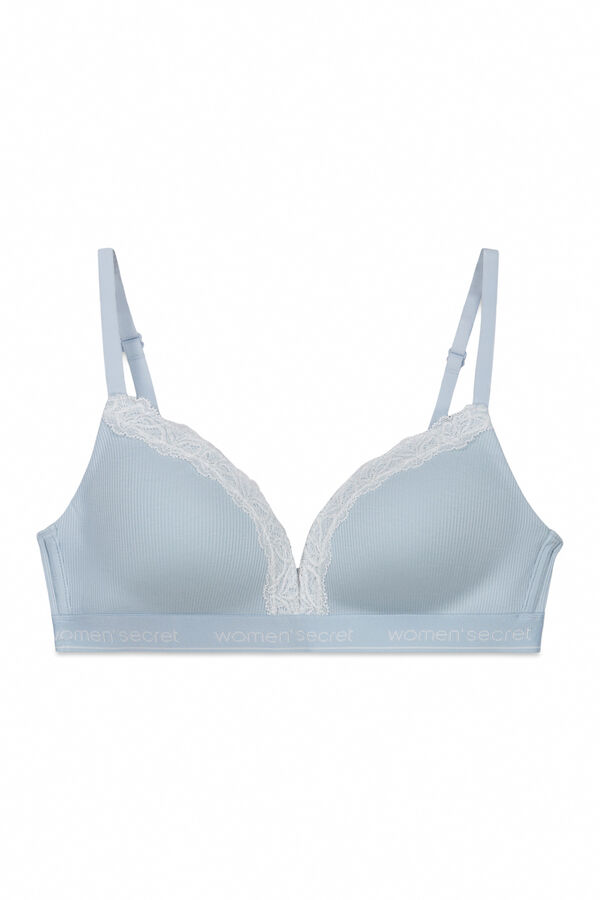 Women'secret Sujetador triangular algod&oacute;n canal&eacute; azul CHARMING azul