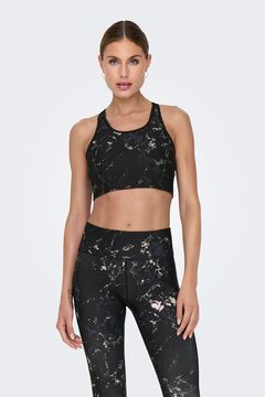 Only Play Suti&atilde; esportivo revers&iacute;vel preto/ estampado