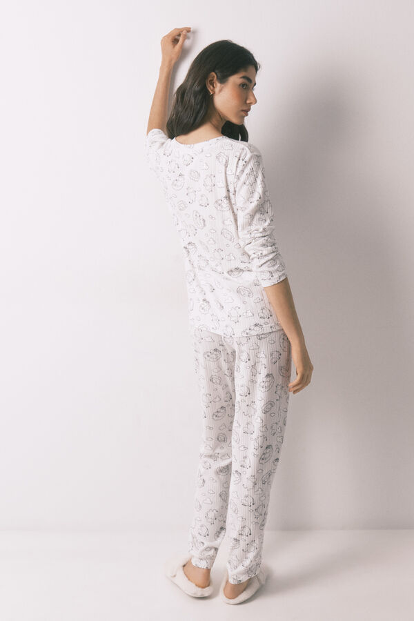 Women'secret Bela mekana rebrasta Moomin dezenirana duga pidžama Print