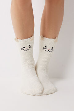 Women'secret Calcetines pelo gato blanco