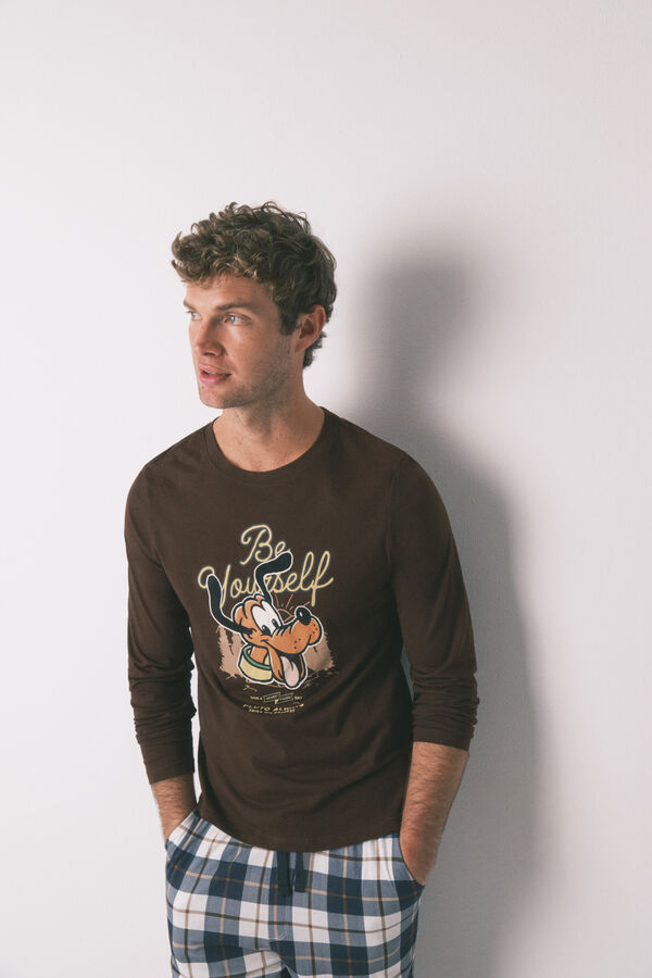 Women'secret 100% pamut Pluto barna hosszú pizsama  természetes