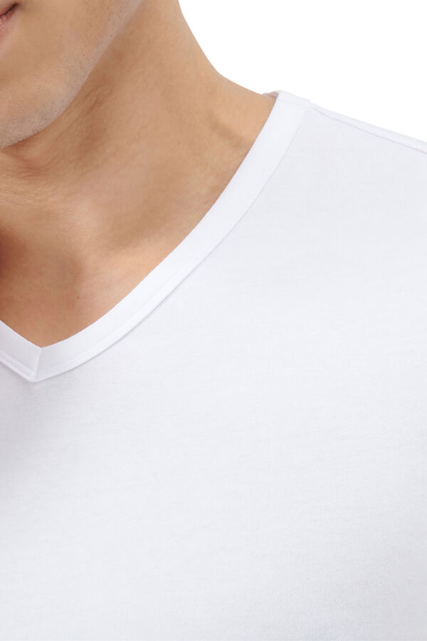 Adidas Pacote com 2 camisetas para homem de algod&atilde;o el&aacute;stico com gola em bico branco