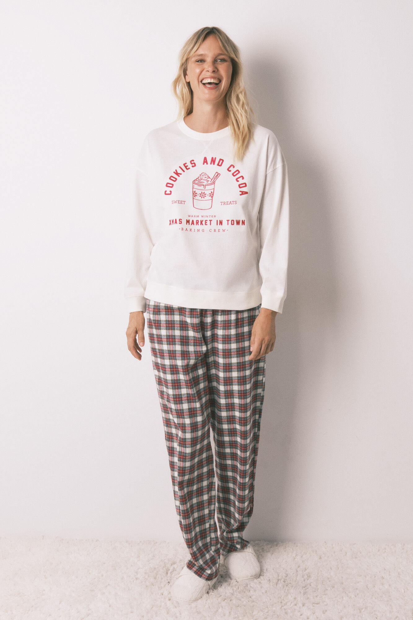 Women'secret Duga pidžama 100% pamuk karirana