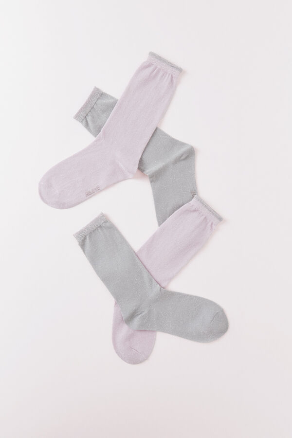 HI&BYE Paket od 2 roze i sive lureks čarape  Roze