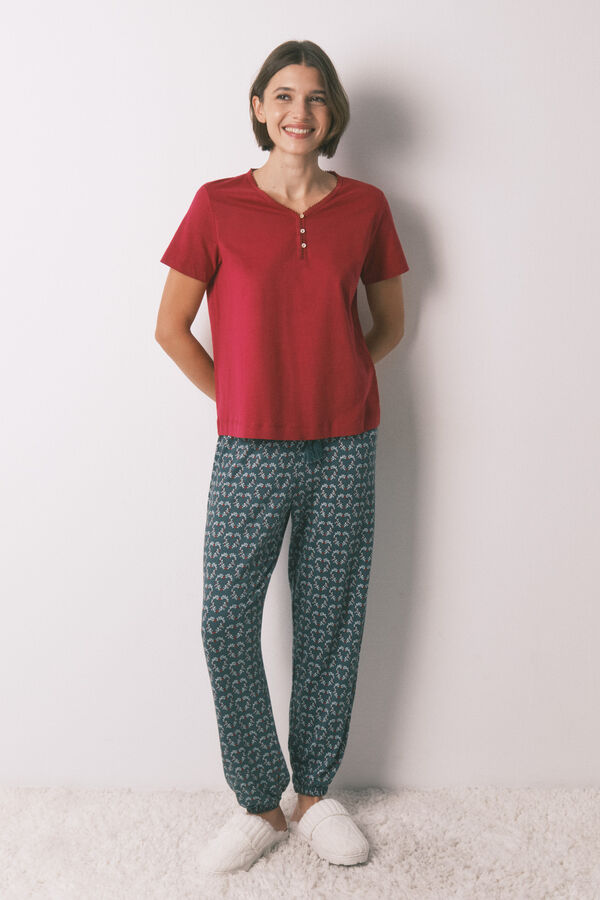 Women'secret Majica kratak rukav crvene boje od 100% pamuka Crvena