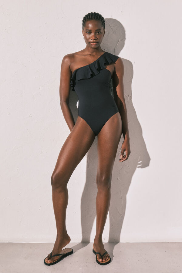 Women'secret Crni kupaći kostim za oblikovanje sa asimetričnim karnerom Crna