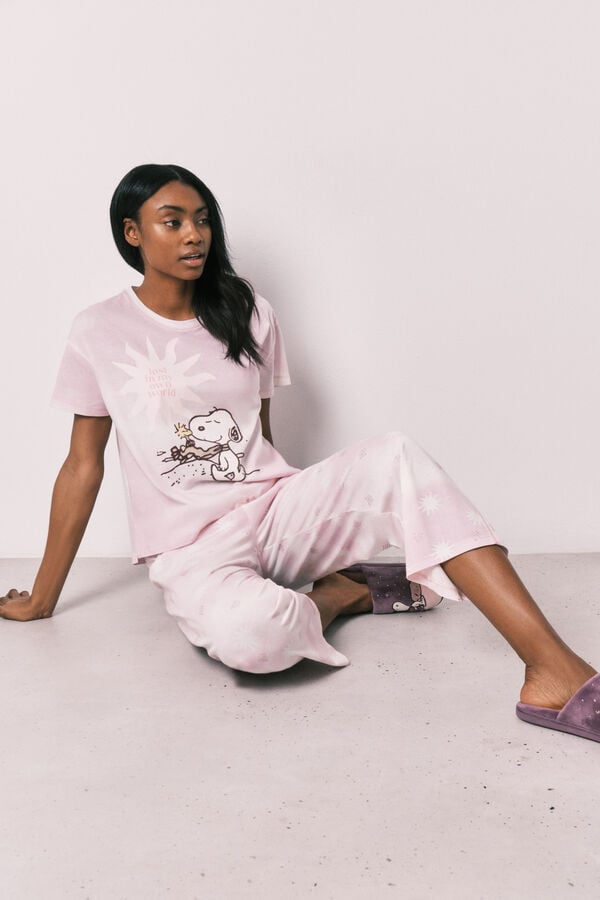 Women'secret Snoopy pamučna kapri pidžama Roze