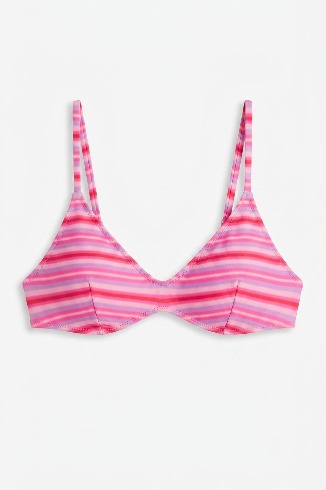 HI&BYE Roze top bikini sa V-izrezom na pruge