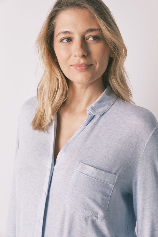 Women'secret Plava vrlo mekana trudnička duga ko&scaron;ulja pidžama Plava