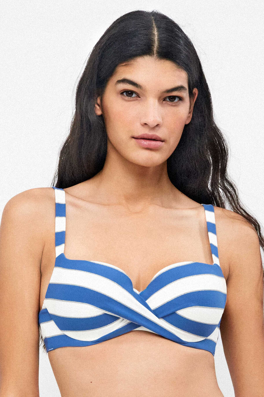 Top bikini clásico cruzado rayas