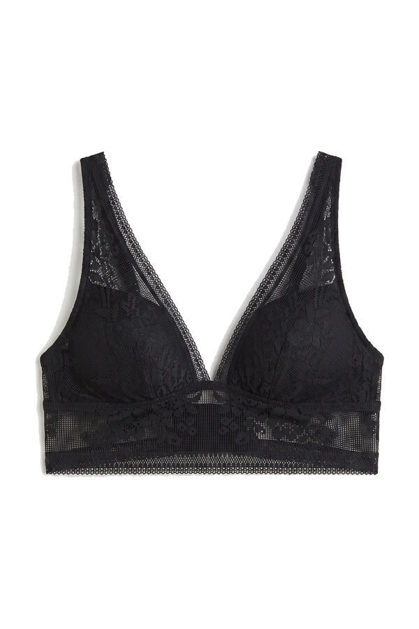 Women'secret Crni čipkasti bralette grudnjak sa halter izrezom Crna