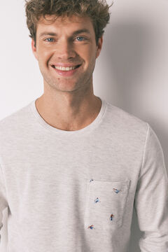 Women'secret Pijama comprido masculino 100% algod&atilde;o cinza 