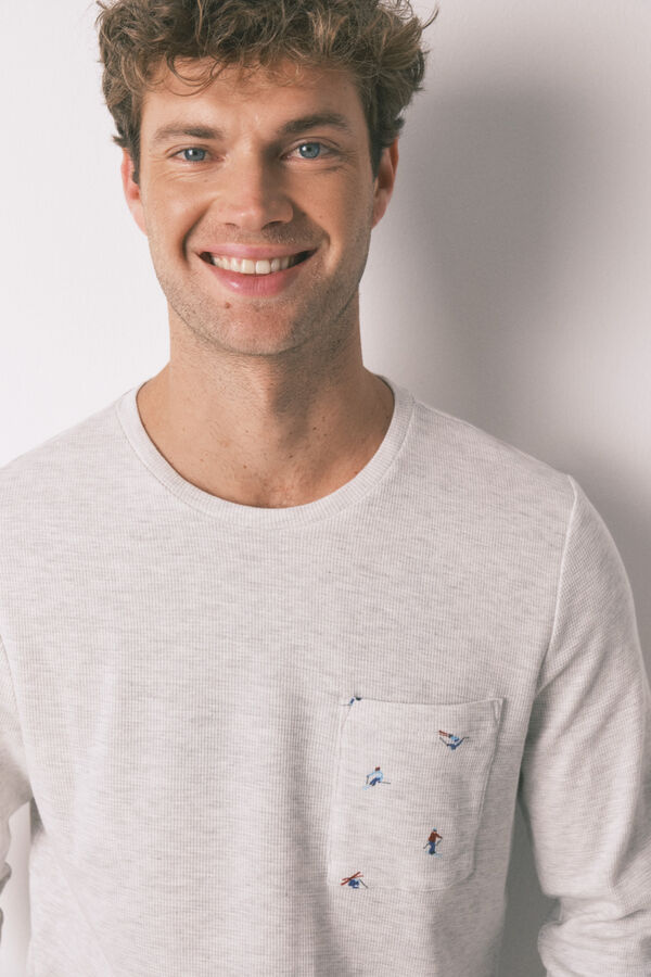 Women'secret Mu&scaron;ka duga pidžama, 100% pamuk, siva, skija&scaron;ka Siva