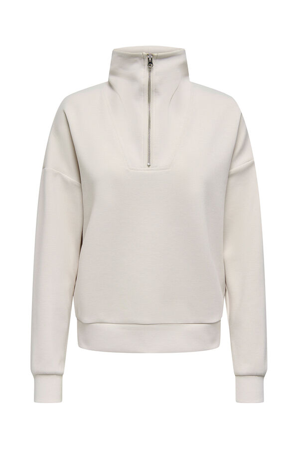 Only Play Sweatshirt com z&iacute;per e gola alta cinzento