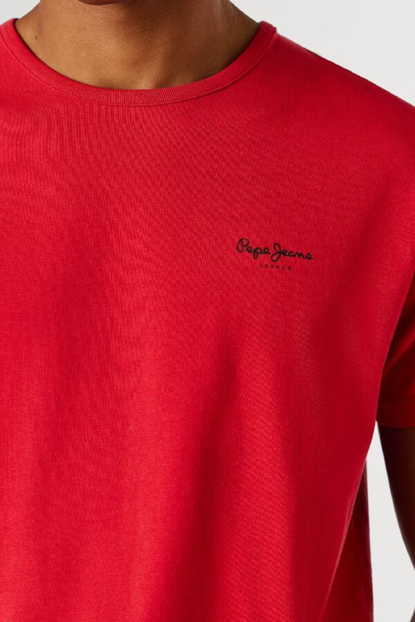 Pepe Jeans Camiseta b&aacute;sica manga corta logo rojo