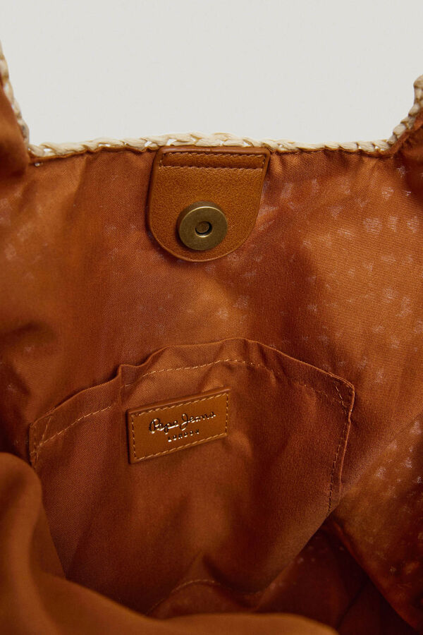 Pepe Jeans Striped raffia tote bag printed