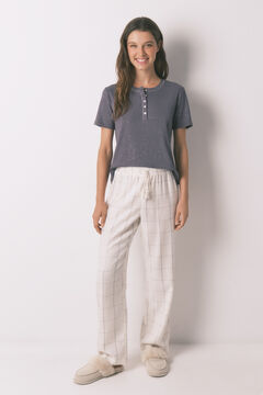 Women'secret Duge bele flanelske pantalone sa kariranim printom