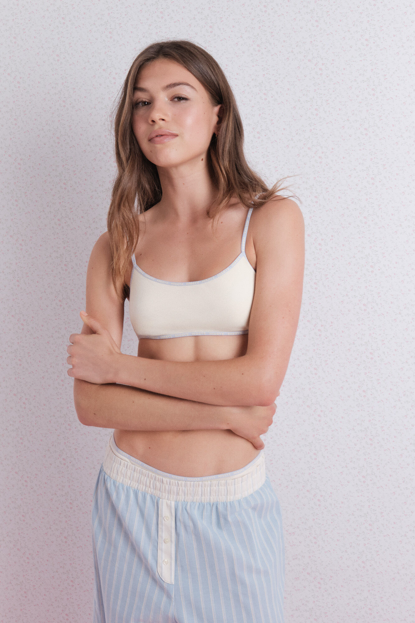 HI&BYE Žuti pamučni top grudnjak sa odvojivim korpe