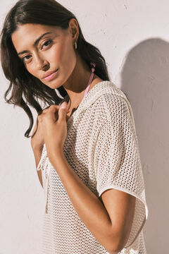 Women'secret Bež kratka mrežasta tunika sa kapuljačom