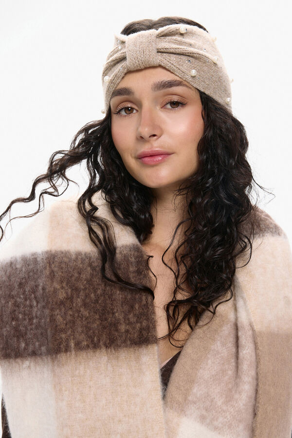 Pieces Diadema Punto Perlas marr&oacute;n