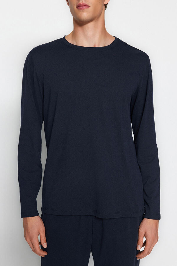 Trendyol Regular fit pyjamas set in navy blue  Plava