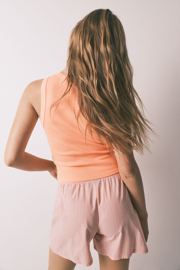 HI&BYE Narandžasta pamučna kratka pidžama na pruge Narandžasta