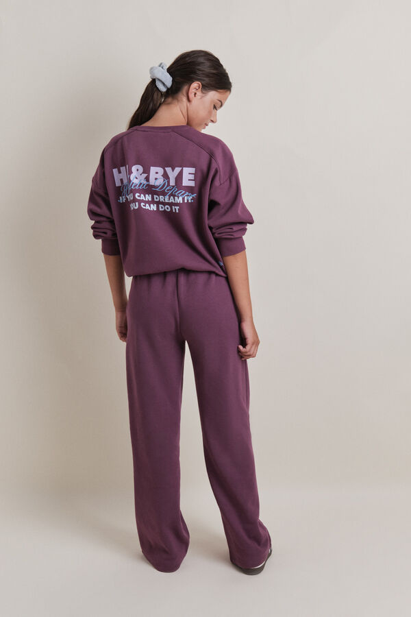 HI&BYE Cal&ccedil;a flare de algod&atilde;o plush na cor vinho vermelho