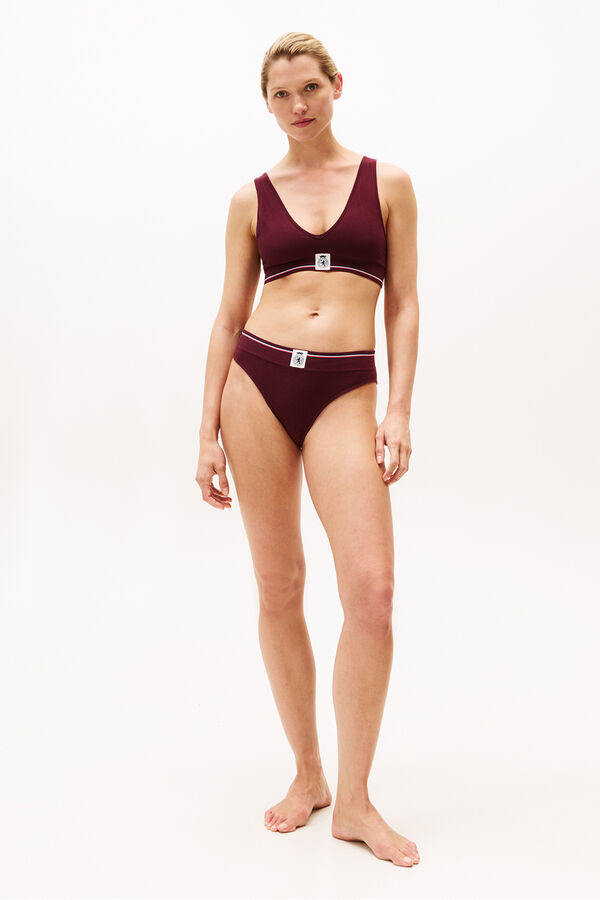 Tommy Jeans Ribbed bralette with elastic band and logo Bordo