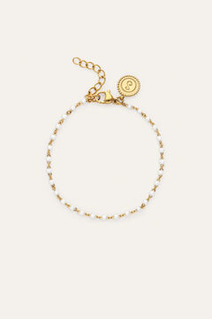 Singularu Pulsera Dots Enamel Blanco Acero Ba&ntilde;o Oro
